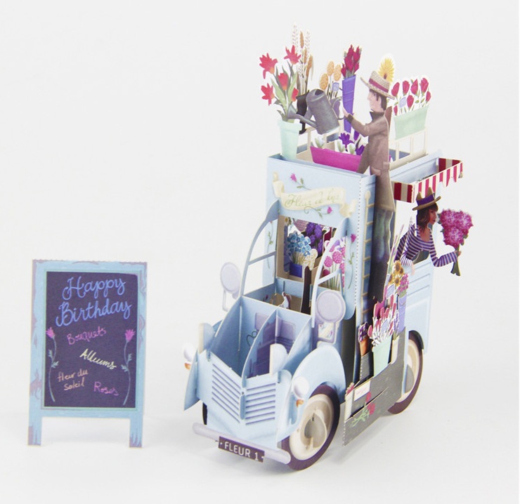 3D立體創意手工製作卡片花車,母親節禮品