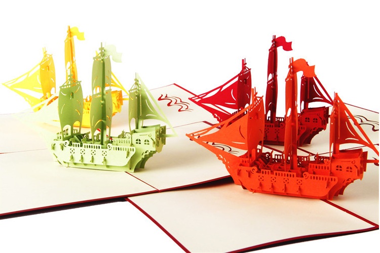 父親節生日賀卡3D立體帆船韓國創意小卡片兒童節手工製作禮品禮物